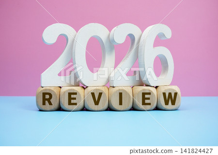 REVIEW 2026 alphabet letters on pink and blue background REVIEW 2026 alphabet letters on pink and blue background 141824427