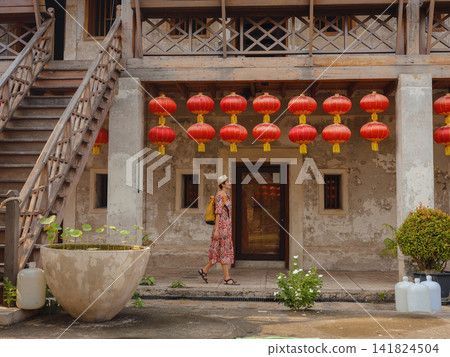Tourist Woman Walking Lhong 1919 Chinatown Bangkok Thailand Tourist Woman Walking Lhong 1919 Chinatown Bangkok Thailand 141824504