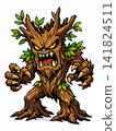 Vector illustration of an aggressive cartoon tree monster. 141824511