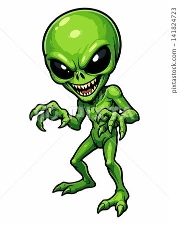 Vector illustration of a creepy green extraterrestrial alien monster. 141824723