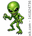 Vector illustration of a creepy green extraterrestrial alien monster. 141824736