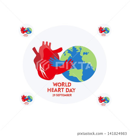 world heart day heart day 29 september free vector Illustration world heart day heart day 29 september free vector Illustration 141824983