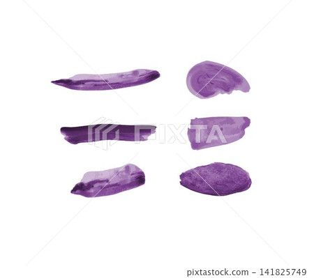 Purple watercolor brush strokes set vector, abstract violet paint swatches and lavender ink spots bundle isolated on white background Purple watercolor brush strokes set vector, abstract violet paint swatches and lavender ink spots bundle isolated on white background 141825749
