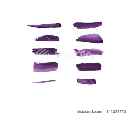 Dark purple watercolor brush strokes set vector, abstract violet paint swatches and ink lines bundle isolated on white background Dark purple watercolor brush strokes set vector, abstract violet paint swatches and ink lines bundle isolated on white background 141825750