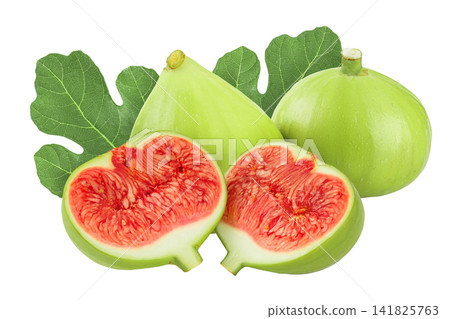 Ripe green fig fruit isolated on white background with full depth of field Ripe green fig fruit isolated on white background with full depth of field 141825763