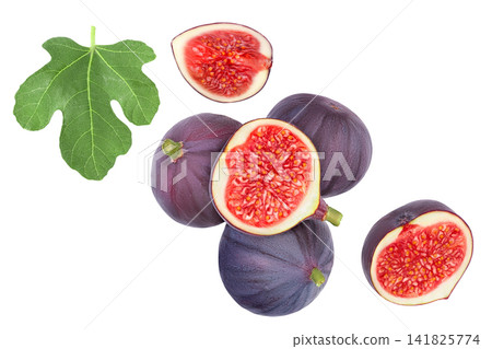 fig fruits isolated on white background . Top view. Flat lay fig fruits isolated on white background . Top view. Flat lay 141825774