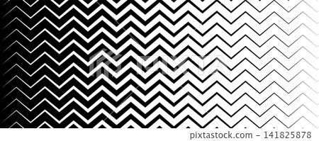Horizontal zigzag gradient halftone lattice background. Monochrome transition linear backdrop. 141825878