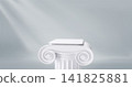 3D pillar podium column on light background. White roman platform in Greek style. Minimal clean exhibition backdrop. 141825881