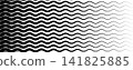 Monochrome halftone lattice background with horizontal wavy gradient. Smooth tonal transition with linear structure. Abstract geometric backdrop for design composition. 141825885