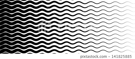Monochrome halftone lattice background with horizontal wavy gradient. Smooth tonal transition with linear structure. Abstract geometric backdrop for design composition. Monochrome halftone lattice background with horizontal wavy gradient. Smooth tonal transition with linear structure. Abstract geometric backdrop for design composition. 141825885