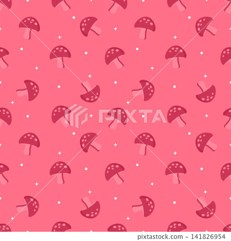 Cute Kawaii Pastel Tonal Red Mushroom Seamless Pattern Cute Kawaii Pastel Tonal Red Mushroom Seamless Pattern 141826954