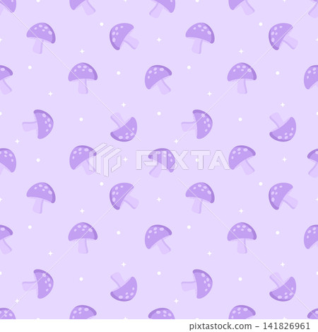 Cute Kawaii Pastel Tonal Purple Mushroom Seamless Pattern Cute Kawaii Pastel Tonal Purple Mushroom Seamless Pattern 141826961