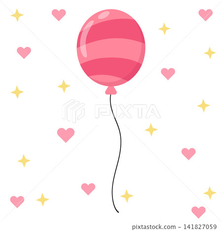 Cute Kawaii Pastel Red Balloon Vector Icon 141827059