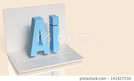 Artificial Intelligence Technology Concept with Modern Laptop Computer 3d render. Artificial Intelligence Technology Concept with Modern Laptop Computer 3d render. 141827530
