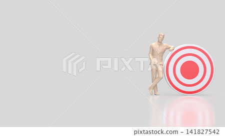 Confident Businessman Standing Beside a Successful Target 3d render. Confident Businessman Standing Beside a Successful Target 3d render. 141827542