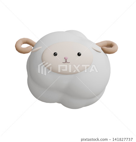 A cute, round, fluffy 3D sheep character asset facing forward. A cute, round, fluffy 3D sheep character asset facing forward. 141827737