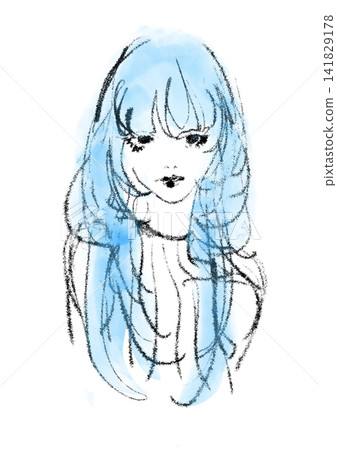 Illustration of a woman with long hair Illustration of a woman with long hair 141829178