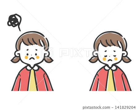 A depressed girl, upper body, vector. A depressed girl, upper body, vector. 141829204