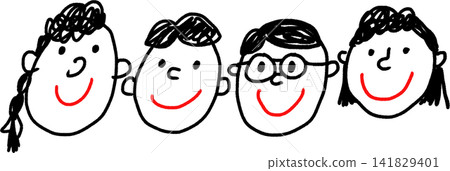 A set of cute, hand-drawn style illustrations of a girl's face. A set of cute, hand-drawn style illustrations of a girl's face. 141829401
