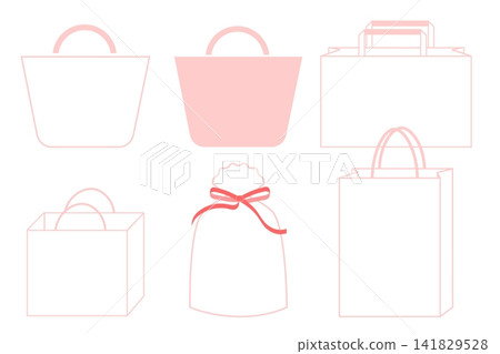 Paper shopping bag, icon design, pink color. 141829528