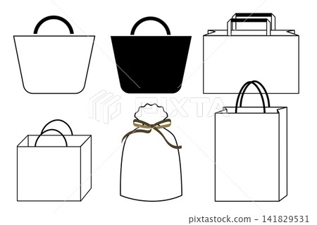 Paper shopping bag, Icon design, black. 141829531