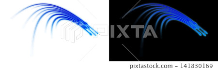 Glowing blue fiber optics, transparent background, communication technology material. Glowing blue fiber optics, transparent background, communication technology material. 141830169