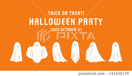 Halloween, horizontal banner template, illustration, vector, background, material, ghost, orange Halloween, horizontal banner template, illustration, vector, background, material, ghost, orange 141830170