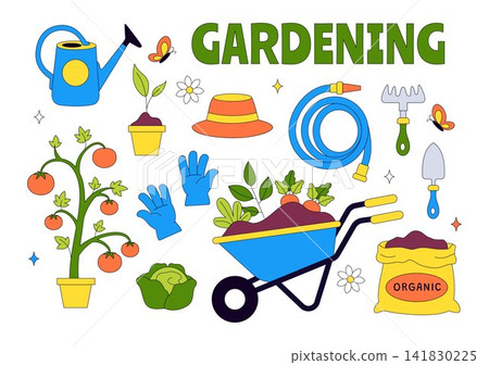 Gardening Vector Illustration Featuring People Planting Trees, Growing Vegetables, Watering Flowers, And Caring For Green Plants Outdoors Gardening Vector Illustration Featuring People Planting Trees, Growing Vegetables, Watering Flowers, And Caring For Green Plants Outdoors 141830225
