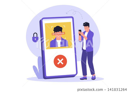 Facial Recognition Failed Authentication Access Denied Facial Recognition Failed Authentication Access Denied 141831264