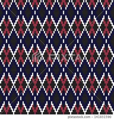 Blue Argyle Fair Isle Seamless Pattern Design Blue Argyle Fair Isle Seamless Pattern Design 141831590