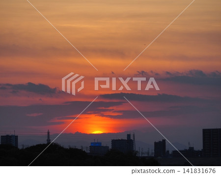 The setting sun turns orange 141831676