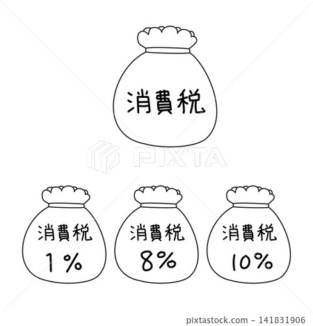 一個錢袋的線條藝術圖標，上面寫著「銷售稅」和「稅率」。 141831906