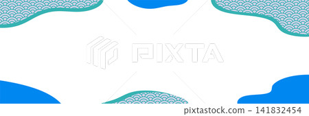 Blue and turquoise Seigaiha (wave pattern) Japanese modern horizontal background Blue and turquoise Seigaiha (wave pattern) Japanese modern horizontal background 141832454