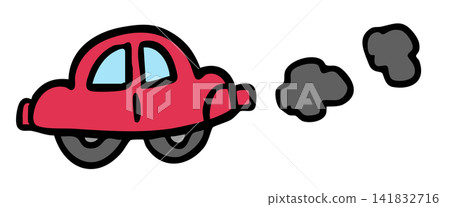 Hand drawn red car for transportation, automobile, vehicle, commute to work, pollution, back to school, travel, trip, vacation, journey, holidays, sticker, road, street, car free day, icon	 141832716