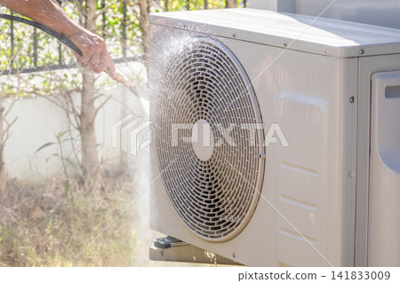 air conditioning compressor outdoor unit cleaning service with water spray air conditioning compressor outdoor unit cleaning service with water spray 141833009