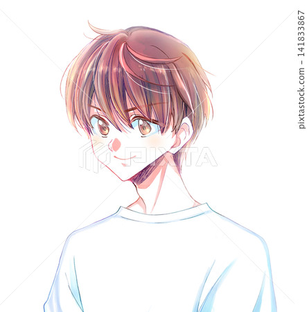 Student, smiling, white T-shirt, wind Student, smiling, white T-shirt, wind 141833867