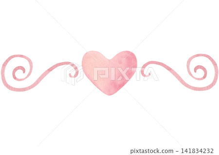 Seamless border, pink scrolls, hearts, doodles. Hand-painted watercolor illustration isolated on white for stationery, invitations, packaging, decor, wedding designs, textile prints, posters Seamless border, pink scrolls, hearts, doodles. Hand-painted watercolor illustration isolated on white for stationery, invitations, packaging, decor, wedding designs, textile prints, posters 141834232