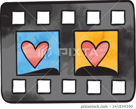 Vector illustration of a heart in a retro film frame style 141834390