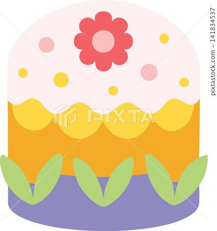 Colorful illustration of a cake with a floral pattern Colorful illustration of a cake with a floral pattern 141834537