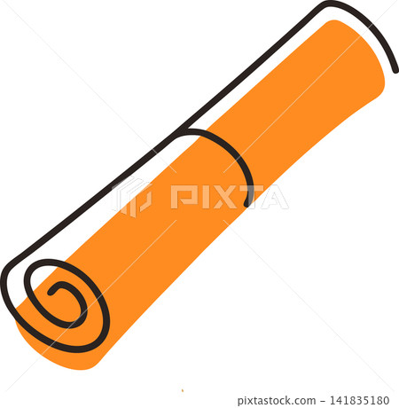 Minimalistic vector outline diploma roll tied with ribbon, yellow color, black outline, flat design, isolated on transparent background. Minimalistic vector outline diploma roll tied with ribbon, yellow color, black outline, flat design, isolated on transparent background. 141835180