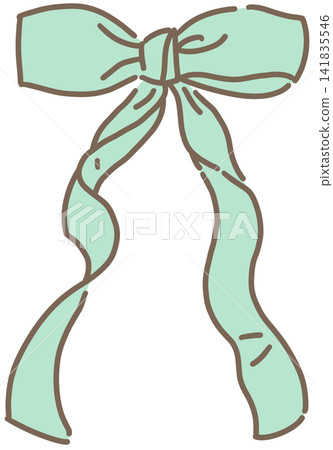An illustration of a mint green ribbon tied in a bow. An illustration of a mint green ribbon tied in a bow. 141835546