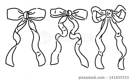 A monochrome illustration of a bow-tied ribbon. A monochrome illustration of a bow-tied ribbon. 141835553
