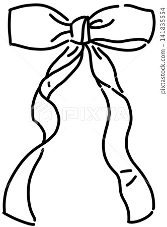 A monochrome illustration of a bow-tied ribbon. A monochrome illustration of a bow-tied ribbon. 141835554