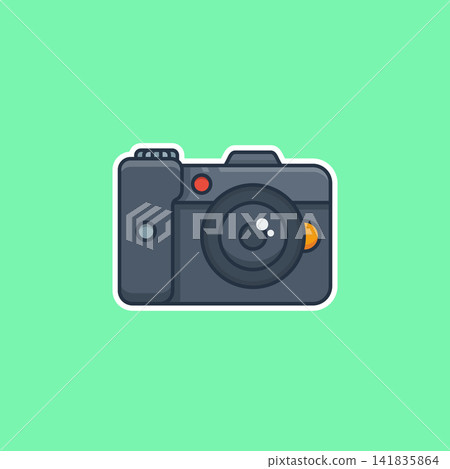 Simple camera icon on mint green background Simple camera icon on mint green background 141835864