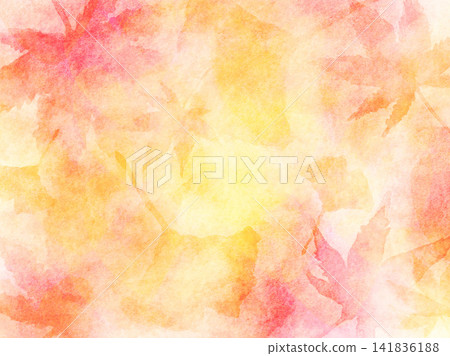 以楓葉和銀杏葉為特色的秋季樹葉背景；水彩風格的秋季紋理和留白素材。 141836188