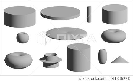 A set of simple 3D geometric shapes. A set of simple 3D geometric shapes. 141836228
