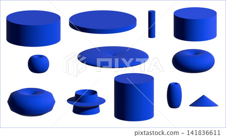A set of blue 3D images. Simple cubes. A set of blue 3D images. Simple cubes. 141836611