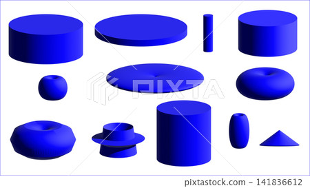 一組藍色的3D影像。簡單的立方體。 一組藍色的3D影像。簡單的立方體。 141836612
