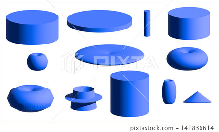 A set of blue 3D images. Simple cubes. A set of blue 3D images. Simple cubes. 141836614