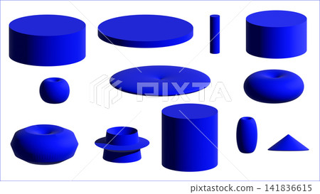 一組藍色的3D影像。簡單的立方體。 一組藍色的3D影像。簡單的立方體。 141836615